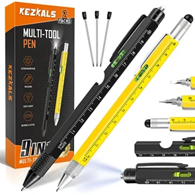 Image of KEZKALS Gifts for Men, 2pack 9 in 1 Multi Tool Pen Set, Birthday Men Who Have Everything, Gadgets Dad, Christmas Him Stocking Fillers Father&#039;s Day