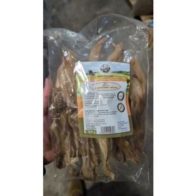 Image of Bellfor Healthy dog Treat Rabbit Ears without Fur 200 g. Natural chews that promote dental health. Grain free treats for dogs with sensitive stomachs.