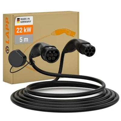 Image of LAPP Mobility Helix EV Charger 22 kW Type 2 / self retracting Cable/Charging Cable for Electric Car, 32 A 3 Phase 5 Metres/Mode black