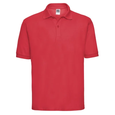 Image of Russell Athletic Mens Polycotton Pique Polo Shirt (Bright Red) Size Large
