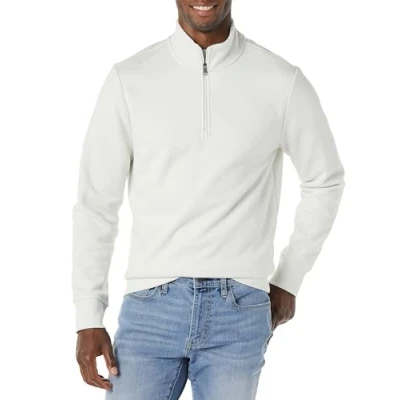 Image of Amazon Essentials Men&#039;s Long Sleeved Quarter Zip Fleece Sweatshirt, Light Grey, S