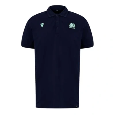 Image of Macron Mens Scotland Rugby Union Polo Shirt 2024 Adults Navy L