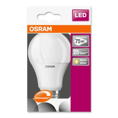 Image of Osram LED Lamp Base: E27 Warm White 2700 K 9 W Replacement for 75 Retrofit Classic A DIM