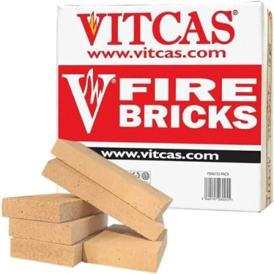 Image of VITCAS Set of 6 Fire Bricks Up to 1000 degree Celsius Premium Material High Density Low Thermal Conductivity Replacement Box For Stoves &amp; Fireplaces Standard Firebricks