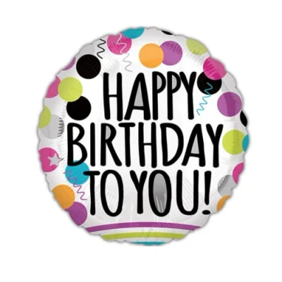 Image of White Dots Birthday Foil Balloon, 45cm