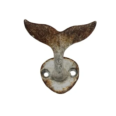 Image of Fyne Finds Metal Wall Hook Whale Nautical Fish Tail Scarf Leads Coat Key Hanger