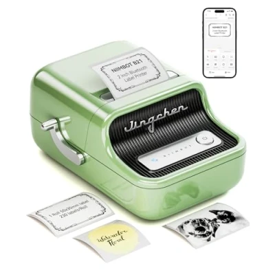 Image of NIIMBOT B21S Label Maker with Tape (50 * 30mm label), Thermal Printer, Rechargeable Sticker for Clothing, Address, Business (Green)