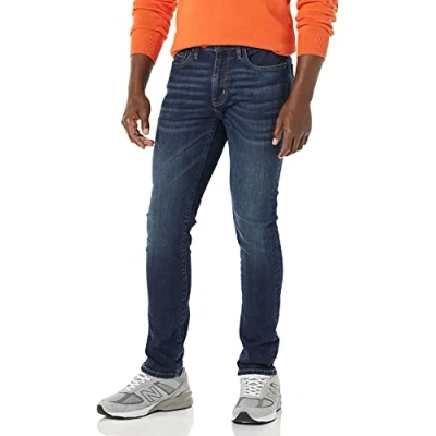 Image of Amazon Essentials Men&#039;s Skinny fit High Stretch Jean, Dark Wash, 33W / 32L