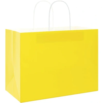 Image of vidaXL Paper Bags 50 pcs with Handles Yellow 32x17x25 cm