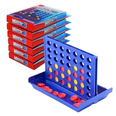 Image of Travel Sized Classic 4 in a Row Game,Mini Size Board Game for Kids, Match Four Line, Ideal Travelling Companion Family Fun, Kids and Adults Will Love This Pocket (6 Pack)