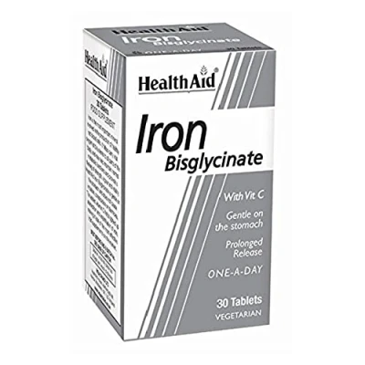 Image of HealthAid Iron Bisglycinate 30 Vegetarian Tablets