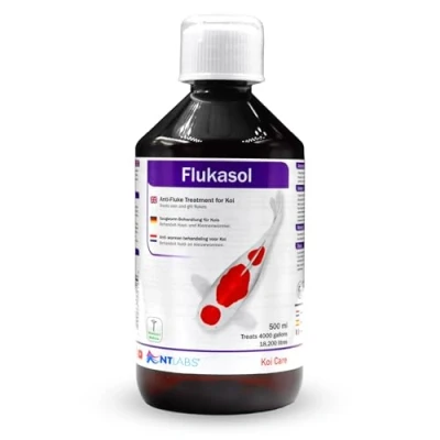 Image of NT Labs Koi Care Flukasol, Medicine, Treatment for Skin and Gill Flukes, Liquid Suspension of Flubendazole, 500ml
