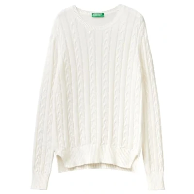 Image of United Colors of Benetton Women&#039;s Jersey G/C M/L 1594e101o Sweater, Milk White 074, M
