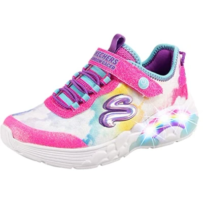 Image of Skechers Rainbow Racer Sneaker, Multi Mesh/Pink Trim, 3 UK