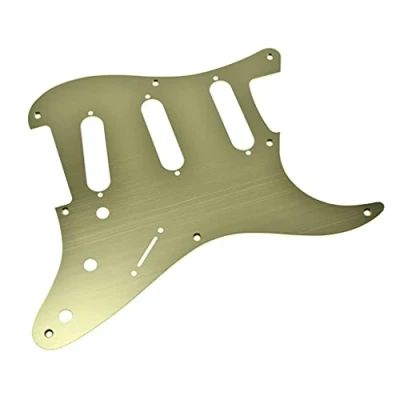 Image of KAISH 8 Hole Metal Aluminum Anodized Vintage Style ST/Strat SSS Pickguard Guitar Pick Guard Scratch Plate for USA/Mexico Stratocaster/Strat Gold