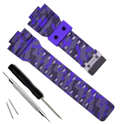 Image of Natural Resin Replacement Watch Band Strap for Casio Mens G Shock GD120/GA 100/GA 110/GA 100C (Camouflage Blue)