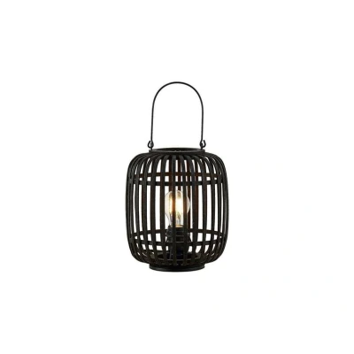Image of Lindby Canyana table lamp, black, rattan, 27 cm high