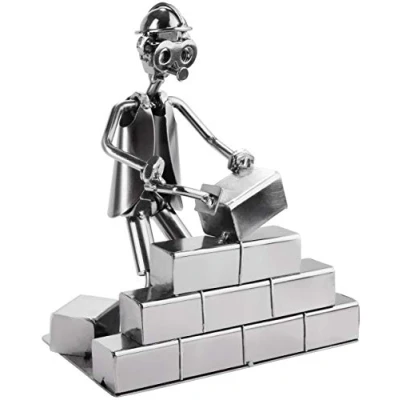 Image of BRUBAKER Screw Man Bricklayer Handmade Iron Figure Metal Gift Idea for Bricklayers and Craftsmen