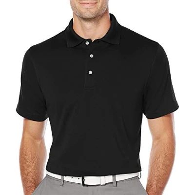 Image of PGA TOUR mensShort Sleeve Airflux Solid Polo Shirt Short Golf Black L