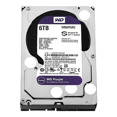 Image of Western Digital Purple 6TB Surveillance 3.5 Inch SATA 6 Gb/s Hard Disk Drive with Allframe 4K Technology 180TB/yr, 64MB Cache, 5400rpm WD60PURZ