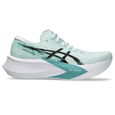 Image of Asics Magic Speed 4 Road running shoes, Men&#039;s, Size: 9.5, Soothing sea/black Textile/synthetics