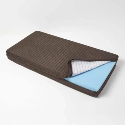 Image of HOMESCAPES Soft Quilted Cushion Cover for 2 Seater Orthopaedic Sofa Armchair Booster Cushion, 100% Polyester Washable Rectangle with Zip, 100 x 50 10cm Dark Brown, Chocolate