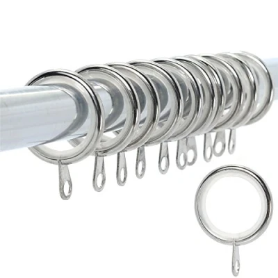 Image of 10x Chrome Curtain Pole Rings Fits 16/19mm Poles Silent Rod/Pole Glider