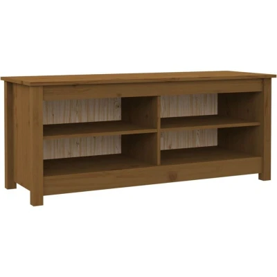 Image of vidaXL Shoe Bench Honey Brown 110x38x45.5 cm Solid Wood Pine