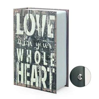 Image of Diversion Book Safe Storage Box, Dictionary Secret Can with Security Combination Lock/Key, Hidden (LOVE key)