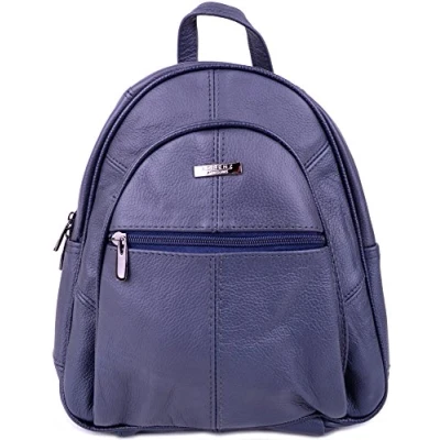 Image of Ladies / Womens Genuine Leather Travel Work Holiday Rucksack Backpack Navy
