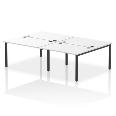 Image of Impulse Bench B2B 4 Person 1200 Black Frame Office Desk White