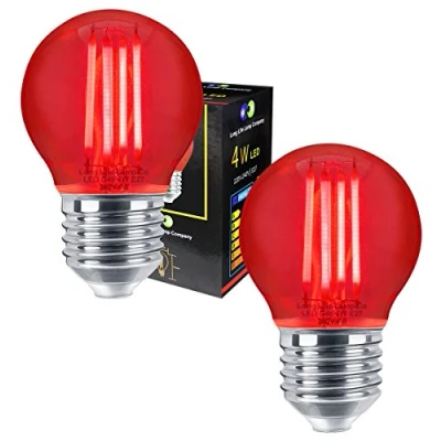Image of 2 x Ambient Fireglow 4w LED Golf Ball Red Light Bulb E27 Clear Glass