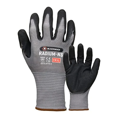 Image of Blackrock Radium NS High Grip Safety Work Gloves Men&#039;s and Women&#039;s, Sandy Nitrile Coating Dry, Wet &amp; Maximum Oily Grip, Abrasion Resistant Flexible Polyester Liner, Ideal for Automotive, Grey