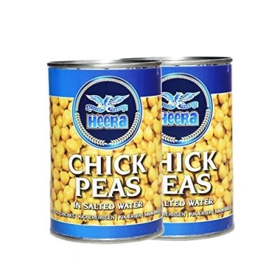 Image of Heera Boiled Chickpeas 400G in Salted Water White Kala Chana High Protein Vegan Ready to Cook Indian Origin (Pack of 2)