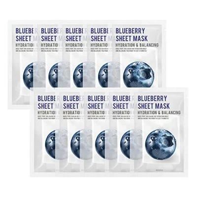 Image of [PACK OF 10] EUNYUL Purity Blueberry Sheet Mask Pack 22ml x 10 pcs Korean Skincare Nourishing &amp; Energizing Natural Ingredients for All Skin Types