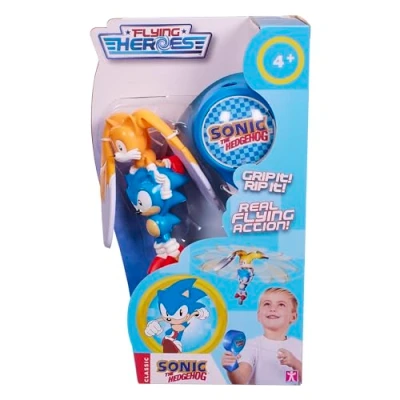 Image of Flying Heroes 07981 Sonic The hedgehog Flash Pull Cord to Watch Them Fly Action Toy Ideal Present for Boys Aged 4 7 Years Tails. No Batteries Required