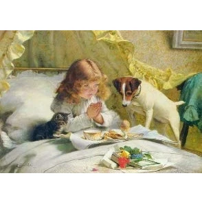 Image of mumscraftybits Blank greeting card Suspense by Charles Burton Barber print on 230gsm photo quality paper size A5 21cm x 14cm