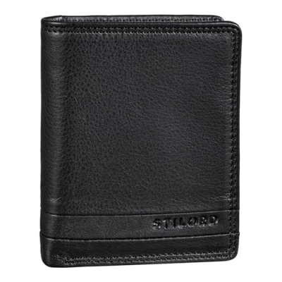 Image of STILORD &#039;Sander&#039; Mini Leather Wallet for Men Vintage Purse Small Classic Travel Credit Card Holder with RFID Blocker in Gift Box, Colour:Black