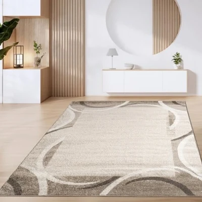 Image of Paco Home Large Rug Short Pile Vintage Geometric Modern Pattern Brown Beige, Size:240x340 cm, Colour:Brown 6