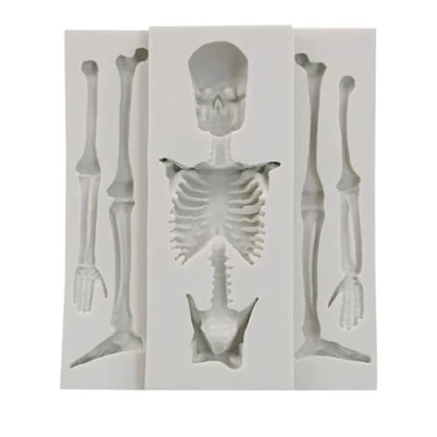 Image of Halloween Skeleton Skul Shape Silicone Mold Bakeware Cake Mould for Cookie Chocolate Candy Fondant Decorating Bone