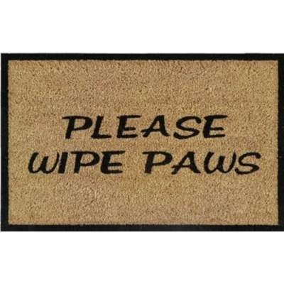 Image of Natural Coir 60cm x 40cm heavy duty doormats with rubber base humourous message (wipe paws)