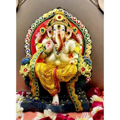 Image of eSplanade Resin Singhasan Ganesh Ganesha Ganpati Murti Idol Statue Sculpture (13&quot;) Pooja idols Home Decor