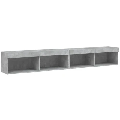 Image of vidaXL TV Cabinets with LED Lights 2 pcs Concrete Grey 100x30x30 cm