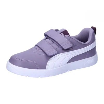 Image of Puma Courtflex V3 Unisex Competition running shoes for kids, Size: 2.5, Pale plum/white High quality imitation leather