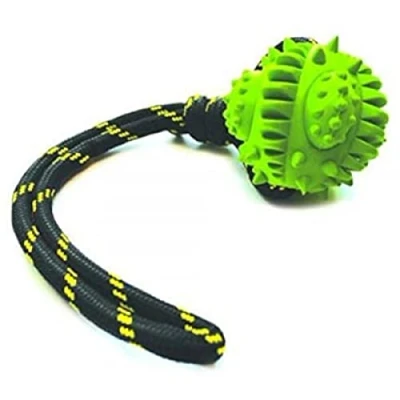 Image of *NEW* HAPPYPET ATOMIC GALACTIC TOUGH DURABLE DOG PUPPY BALL ON ROPE TOY 2.5&quot; (GALACTIC 57655)