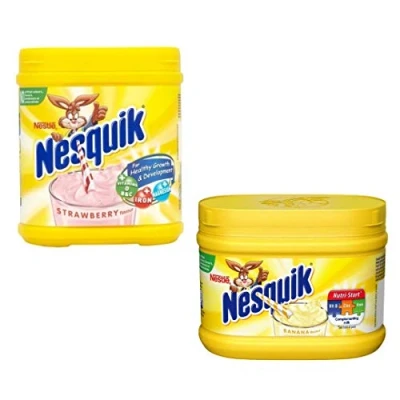 Image of Nesquik Banana and Strawberry Milkshake Bundle Enjoy This Delicious Combo Flavour 1 x 300g 500 g Total of 2 tubs