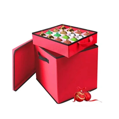 Image of Almineez Christmas Tree 64 Bauble Decorations Box Bag Holder With 4 Removable Trays Storage Multipurpose Ornaments Organiser Carry Handles Xmas