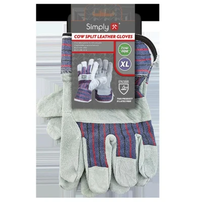 Image of Simply Unisex Cslg003 Cow Split Leather Gloves, Grey, XL UK