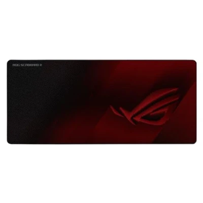 Image of ASUS ROG Scabbard II extended gaming mouse pad, 900x400 mm, (protective nano coating for a water , oil and dust repellant surface, with anti fray, flat stitched edges non slip rubber base) Black