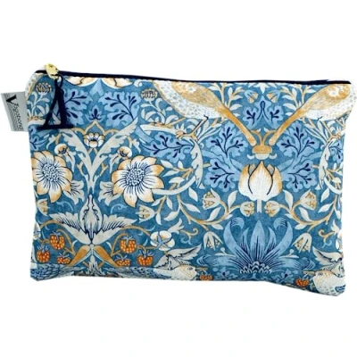 Image of Vagabond Bags Ltd William Morris Strawberry Thief Large Cosmetic Bag,Blue,25cm x 17cm 1.5cm